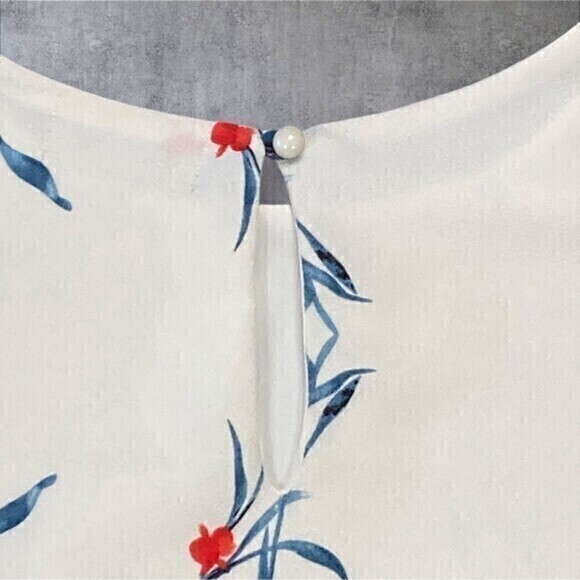 Fabrik Dress Womens Medium Floral Print Round Neck Knee Length Bohemian Coastal - Picture 8 of 14